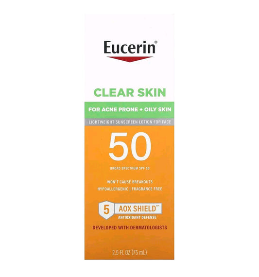Eucerin, Oil Control, Lightweight Sunscreen Lotion for face, SPF 50