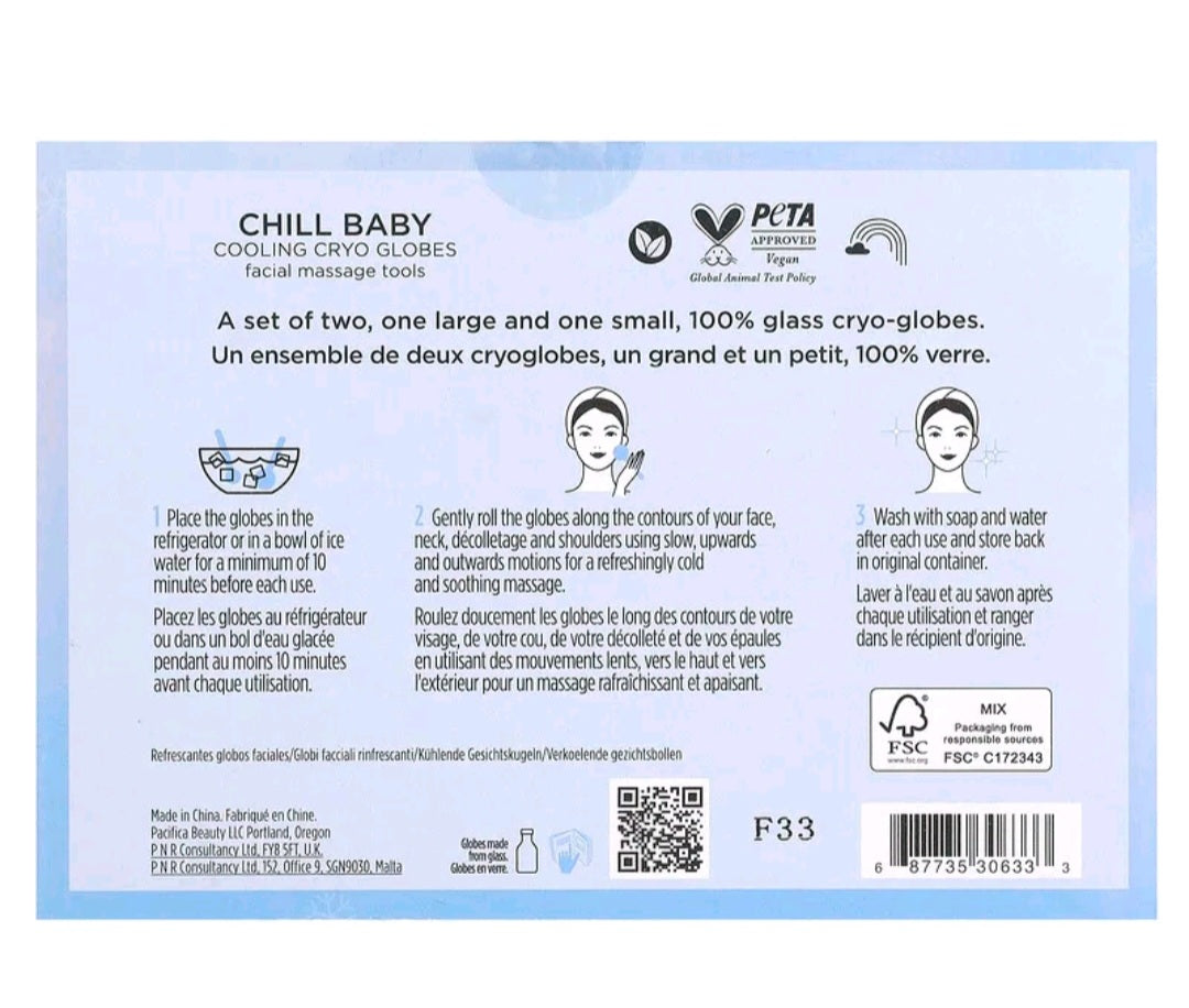 Pacifica Chill Baby, Cooling Cryo Globe, 2 Glass Globes