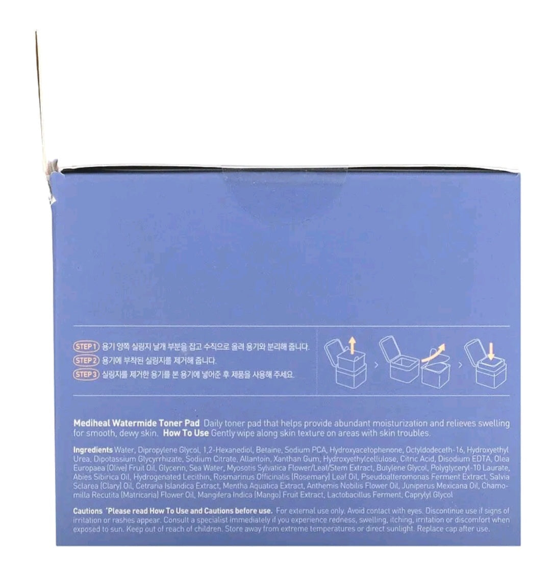 MEDIHEAL Watermide Toner Pad, 100 Pads, 5.74 fl oz (170 ml)