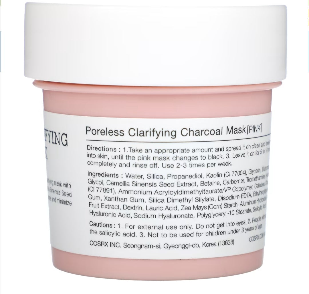 Cosrx, Poreless Clarifying  Charcoal Mask Pink