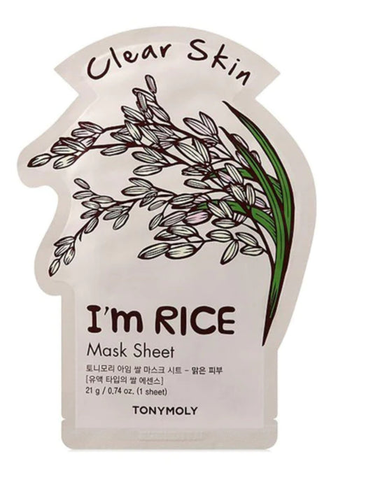 Tony Moly
I'm Rice, Clear Skin Beauty Mask Sheet, 1 Sheet, 0.74 oz (21 g)