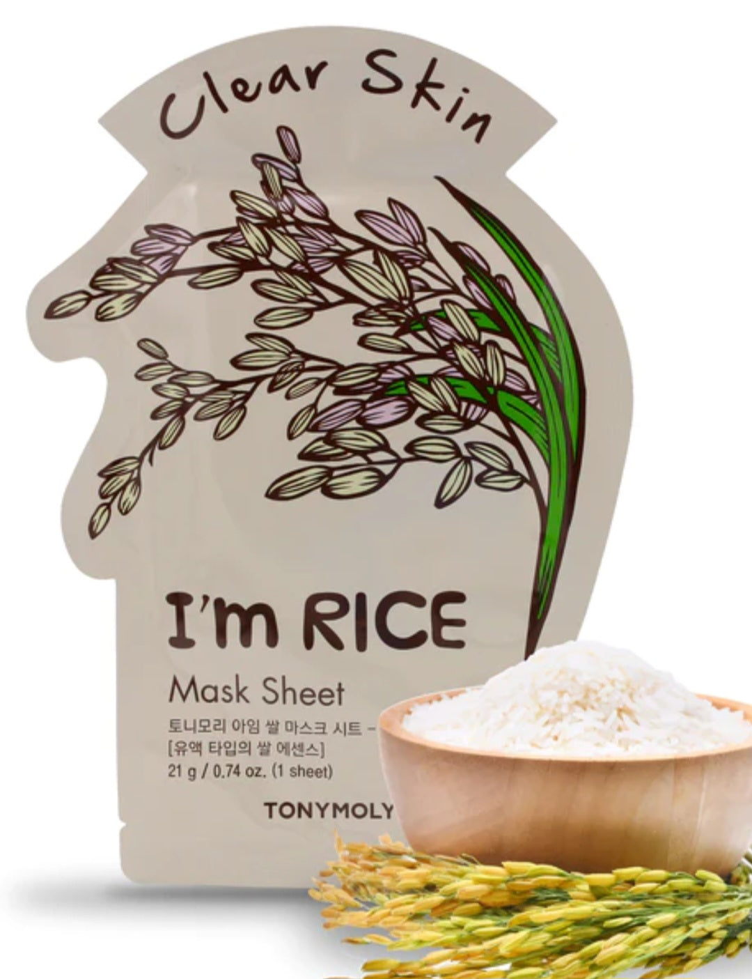 Tony Moly
I'm Rice, Clear Skin Beauty Mask Sheet, 1 Sheet, 0.74 oz (21 g)
