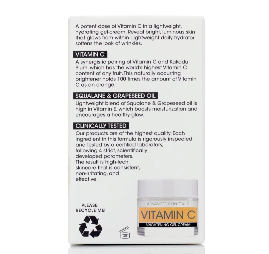 Advanced Clinicals
Vitamin C, Brightening Gel-Cream, 2 fl oz (59 ml