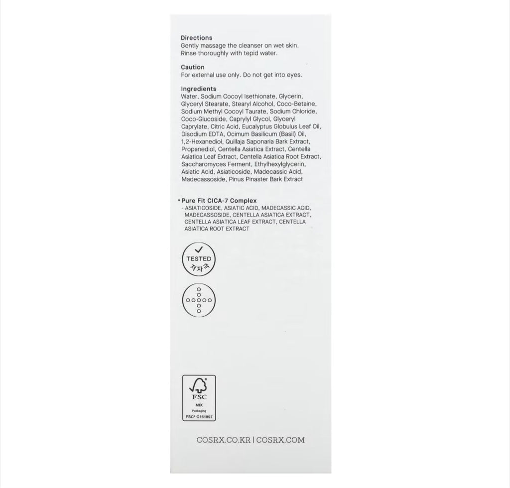 CosRx
Cica Cleanser, Cica-7 Solution, 5.07 fl oz (150 ml