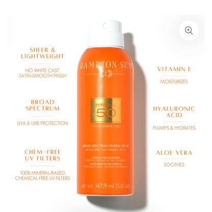 HAMPTON SUN
SPF 50 Mineral Mist