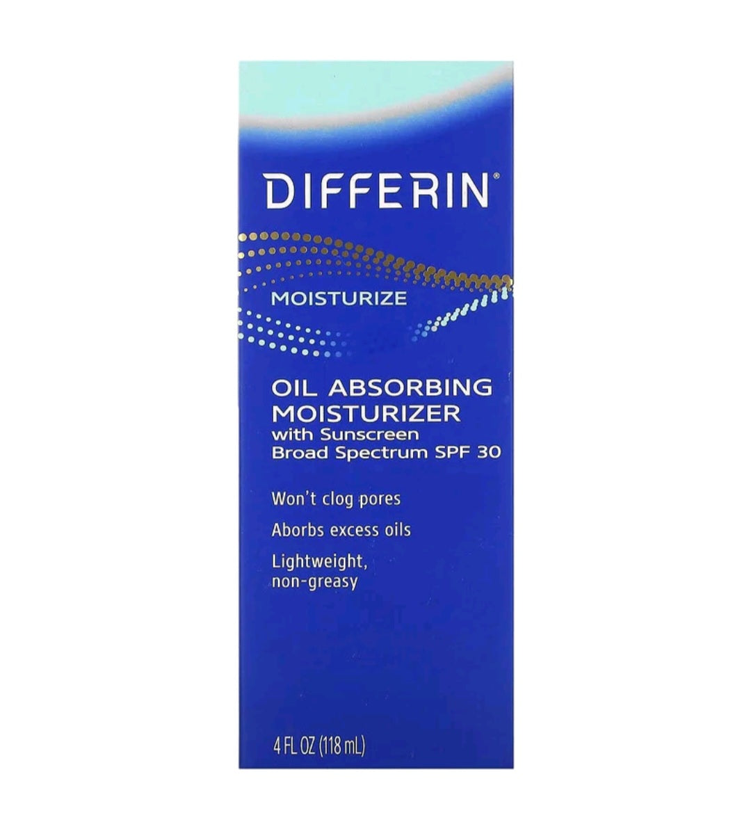 Differin Oil Absorbing Moisturizer with Sunscreen, SPF 30, 4 fl oz (118 ml)
