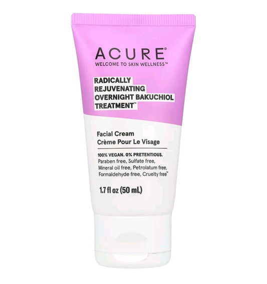 Acure Radically Rejuvenating, Overnight Bakuchiol Treatment, Facial Cream , 1.7 fl oz (50 ml)