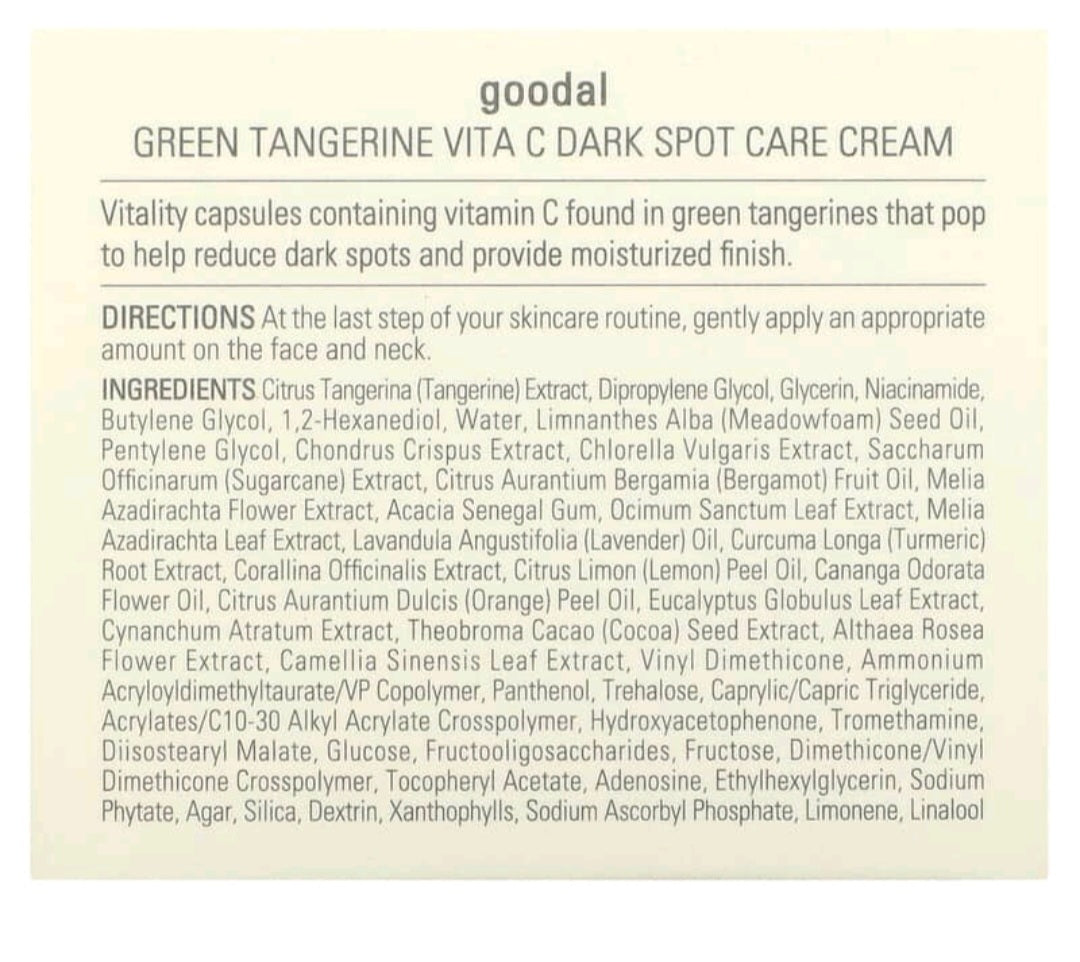 Goodal Green Tangerine Vita C Dark Spot Care Cream, 1.69 fl oz (50 ml)