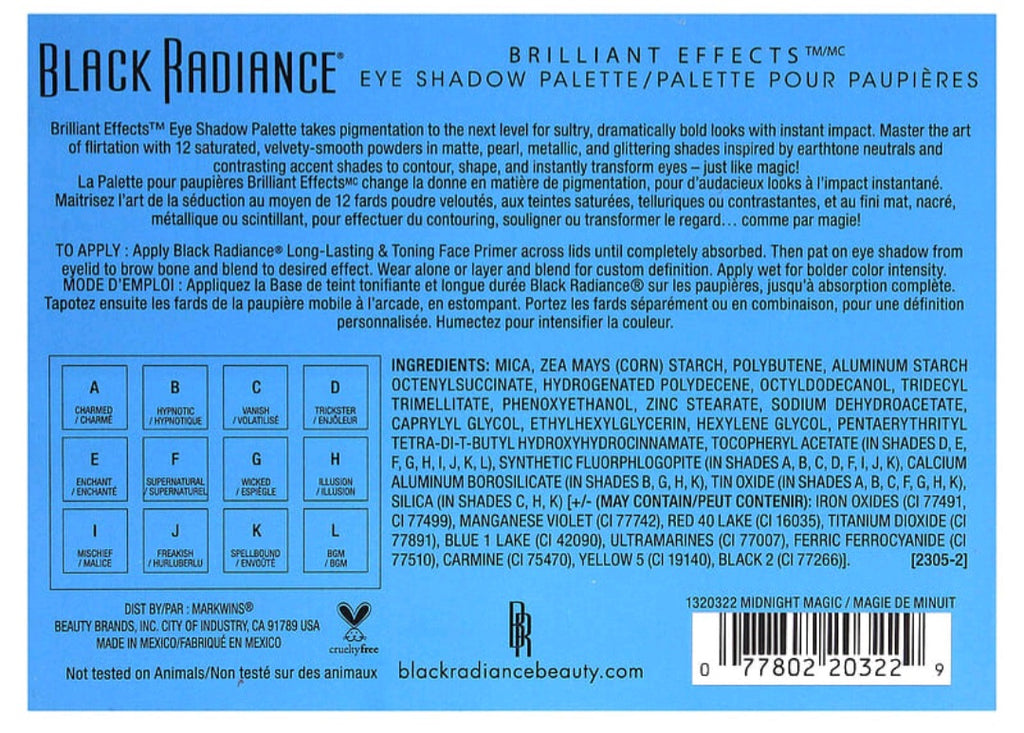 Black Radiance Brilliant Effects, Eye Shadow Palette, Midnight Magic, 0.38 oz (11 g)