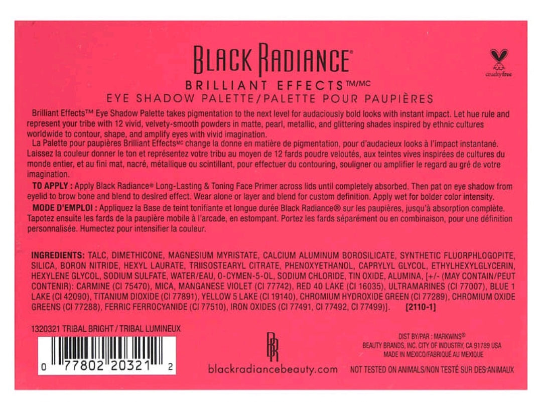 Black Radiance Brilliant Effects Eye Shadow Palette, Tribal Bright, 0.38 oz (11 g)