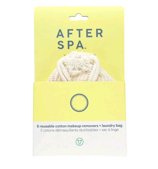 Afterspa Reusable Cotton Make Up Removers + Laundry Bag, 6 Piece Set