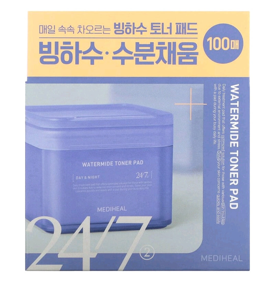 MEDIHEAL Watermide Toner Pad, 100 Pads, 5.74 fl oz (170 ml)