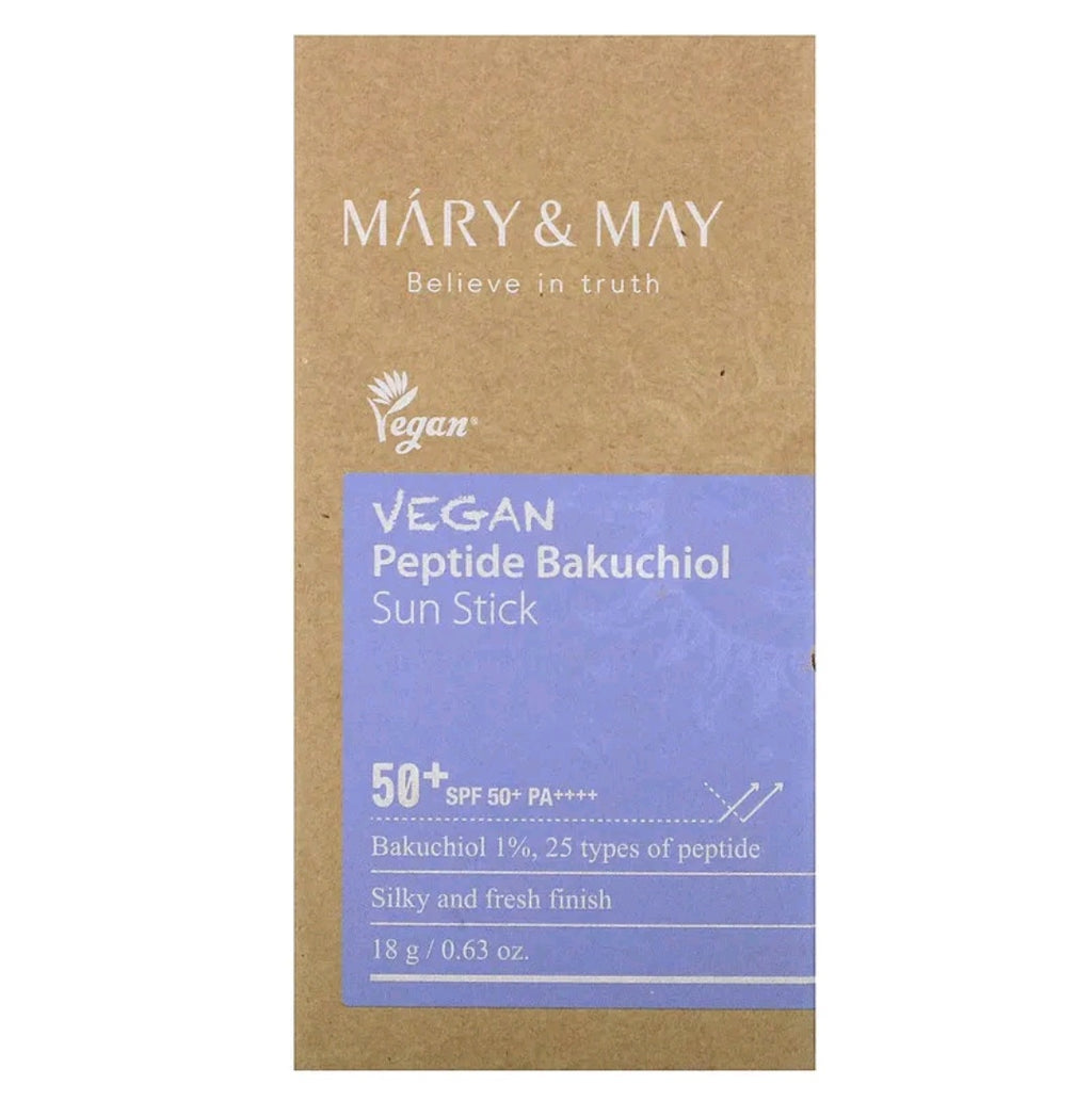 Mary & May Vegan Peptide Bakuchiol Sun Stick, SPF 50+ PA++++, 0.63 oz (18 g)