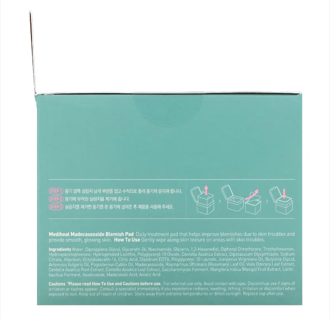 MEDIHEAL
Madecassoside Blemish Pad, 100 Pads, 5.74 fl oz (170 ml)