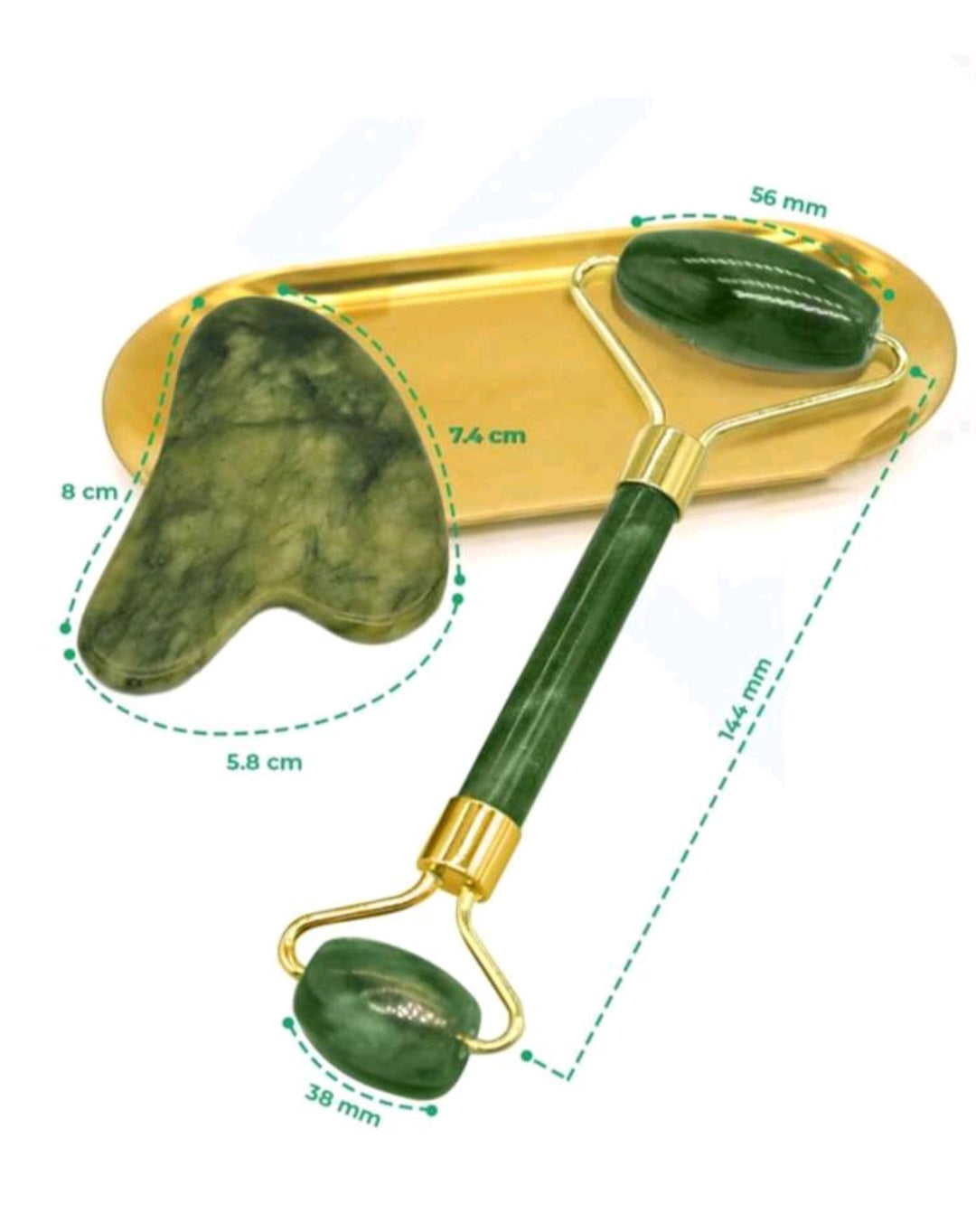 Natural Gua Sha & Jade Roller For Face Set Self  Facial Skin Care Tools