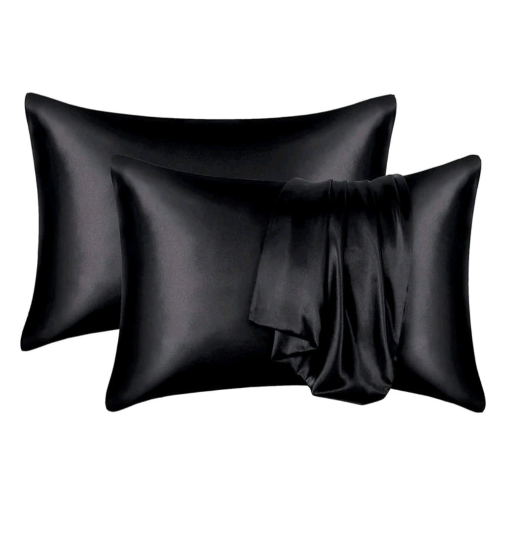 2pcs Satin Solid Color Pillowcase