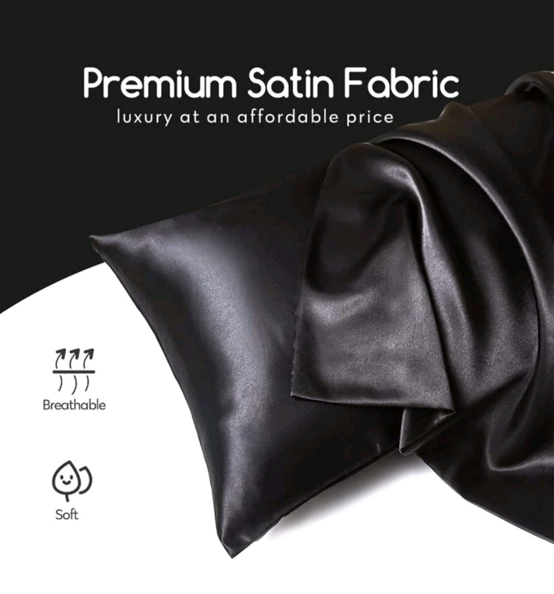 2pcs Satin Solid Color Pillowcase