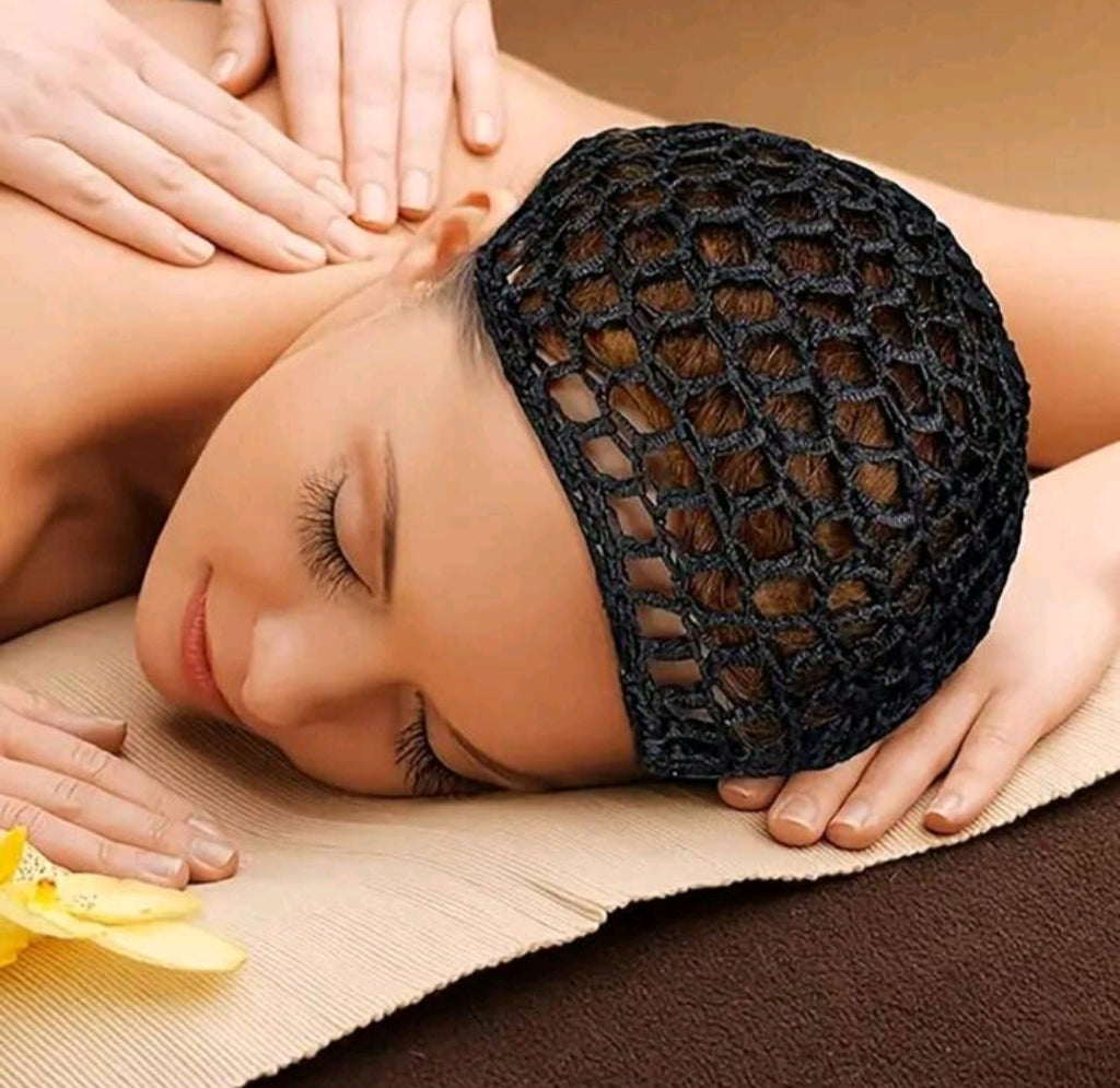Black Mesh Crochet Hair Care Cap Minimalist Sleeping Cap For Daily Use