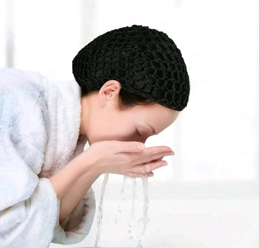Black Mesh Crochet Hair Care Cap Minimalist Sleeping Cap For Daily Use