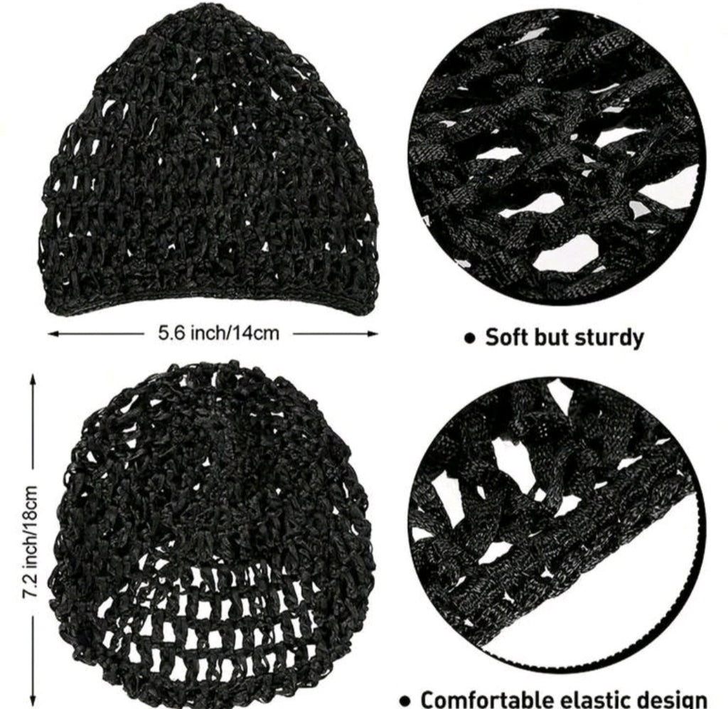 Black Mesh Crochet Hair Care Cap Minimalist Sleeping Cap For Daily Use