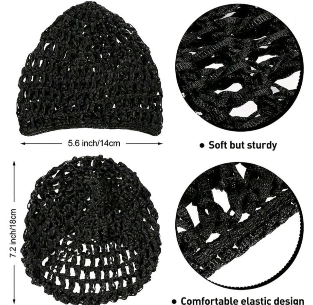 Black Mesh Crochet Hair Care Cap Minimalist Sleeping Cap For Daily Use