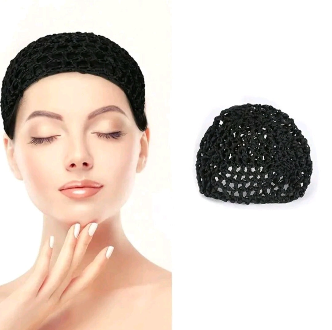 Black Mesh Crochet Hair Care Cap Minimalist Sleeping Cap For Daily Use