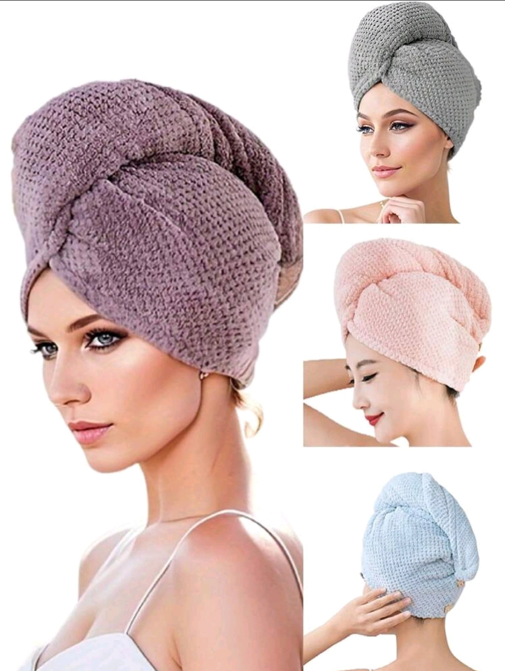 1pc Polyester Women's Quick-Drying Hair Towel Wrap, Soft & Absorbent.