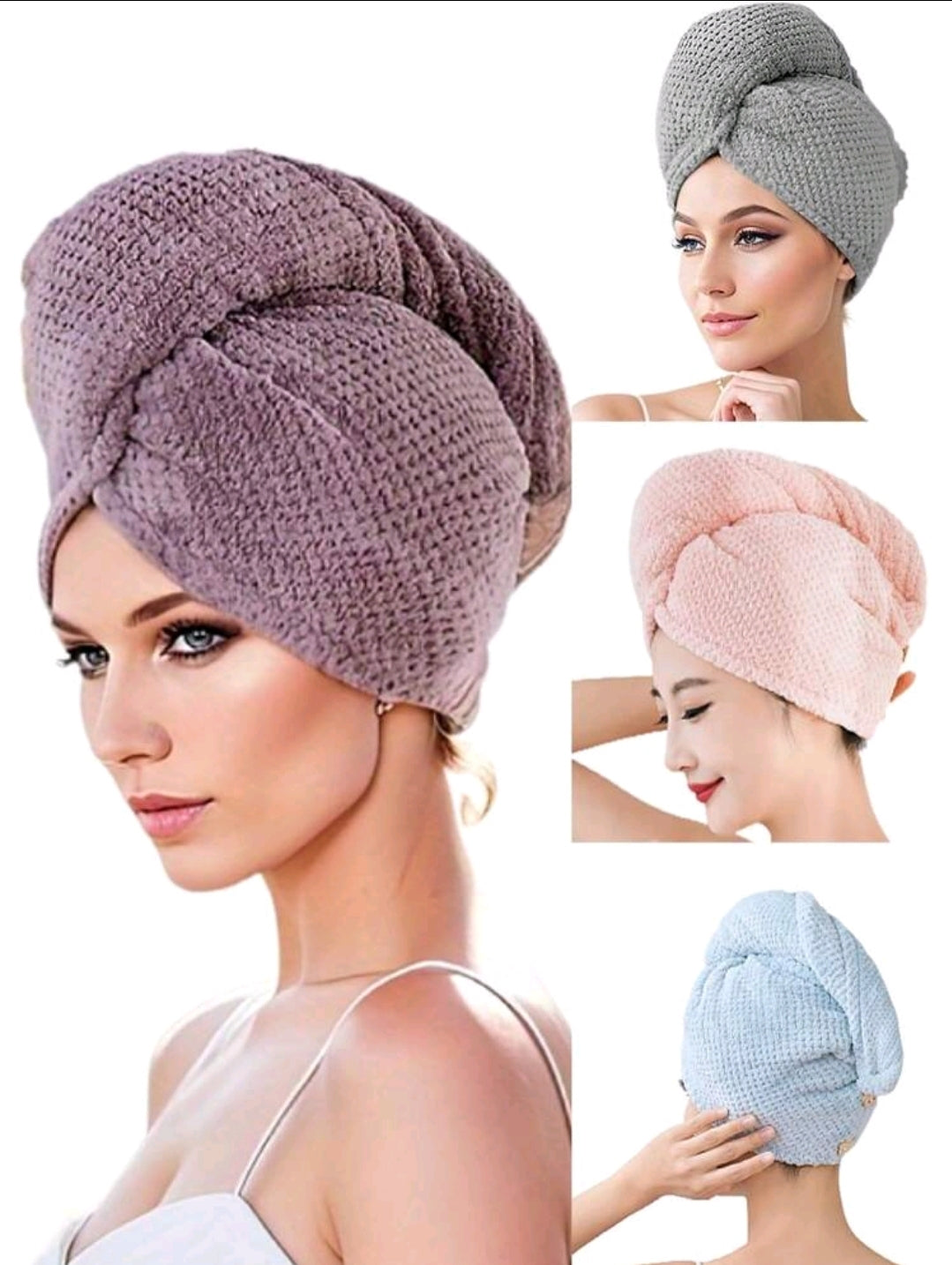 1pc Polyester Women's Quick-Drying Hair Towel Wrap, Soft & Absorbent.