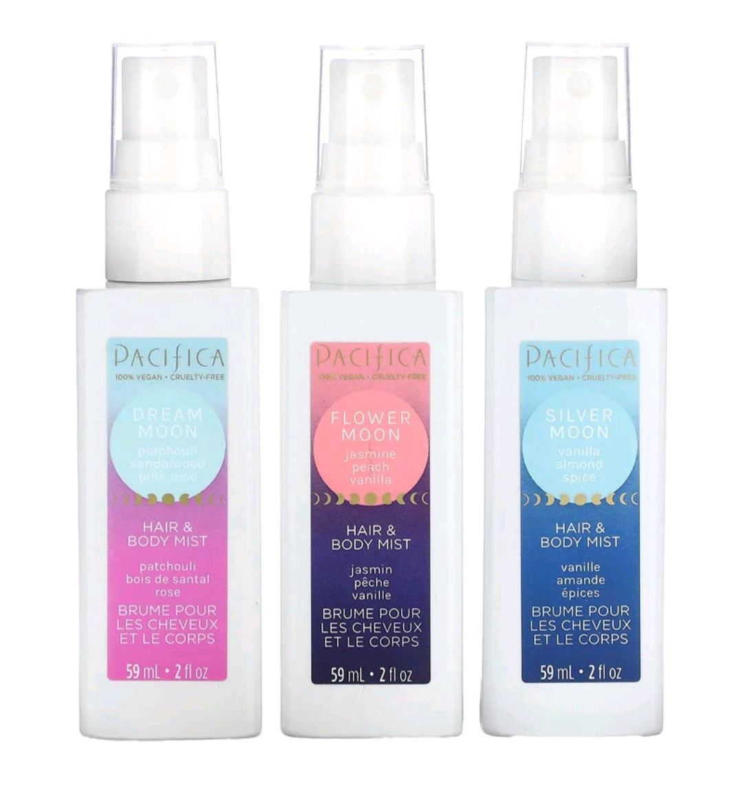 Pacifica Hair & Body Mists, Moon Mood, 3 Pack, 2 fl oz (59 ml) Each