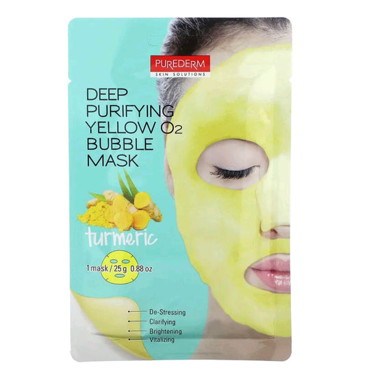 Purederm Deep Purifying Yellow O2 Bubble Beauty Mask, Turmeric, 1 Sheet Mask, 0.88 oz (25 g)