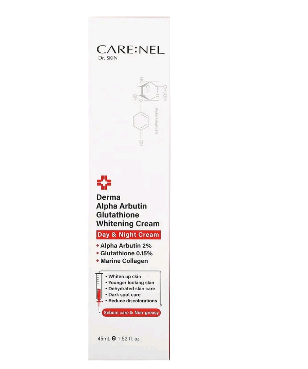 Care:Nel Derma Alpha Arbutin Glutathione Whitening Cream, 1.52 fl oz (45 ml)