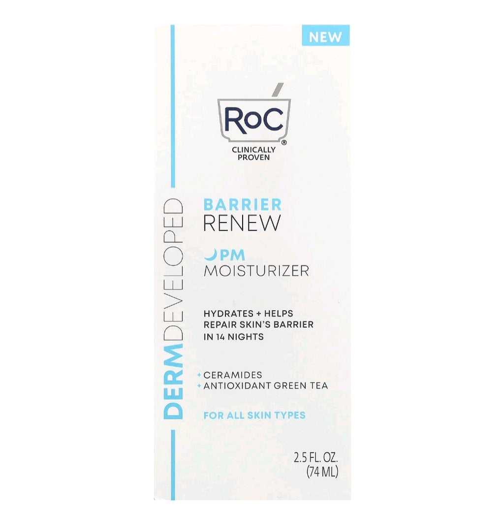 RoC Barrier Renew, PM Moisturizer, Fragrance Free, 2.5 fl oz (74 ml)