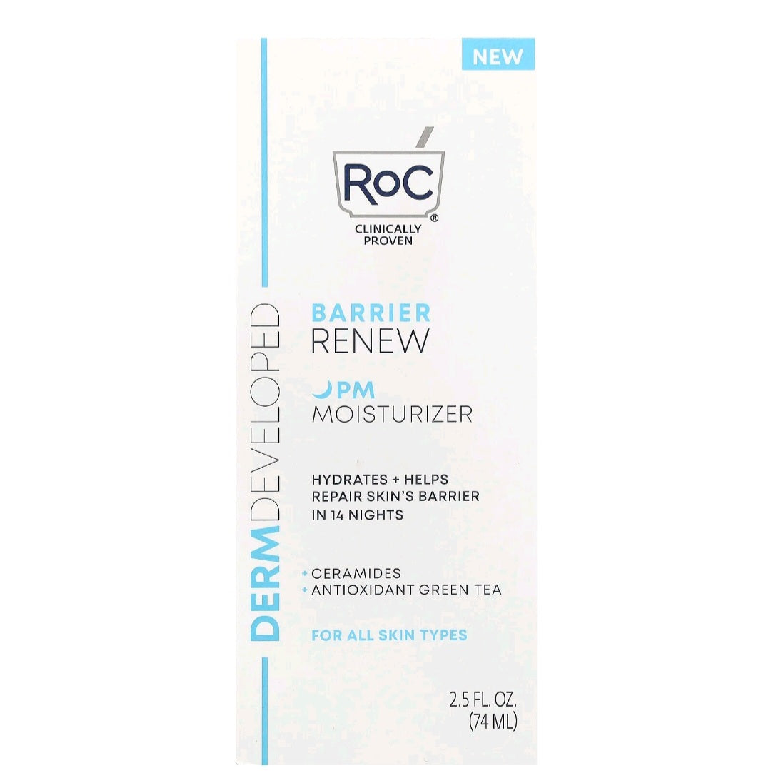 RoC Barrier Renew, PM Moisturizer, Fragrance Free, 2.5 fl oz (74 ml)