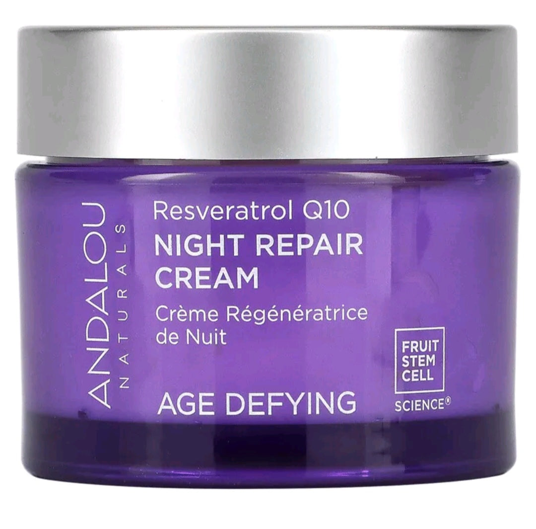 Andalou Naturals Night Repair Cream, Resveratrol Q10, 1.7 oz (50 g)