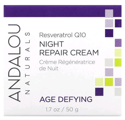 Andalou Naturals Night Repair Cream, Resveratrol Q10, 1.7 oz (50 g)