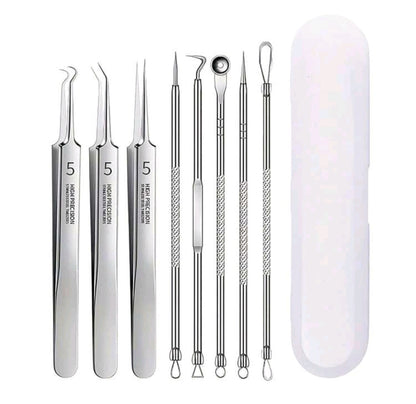 8pcs New Beauty Tool Kit, Stainless Steel Skin Blackhead Acne Pimple Comedone Extractor Tools