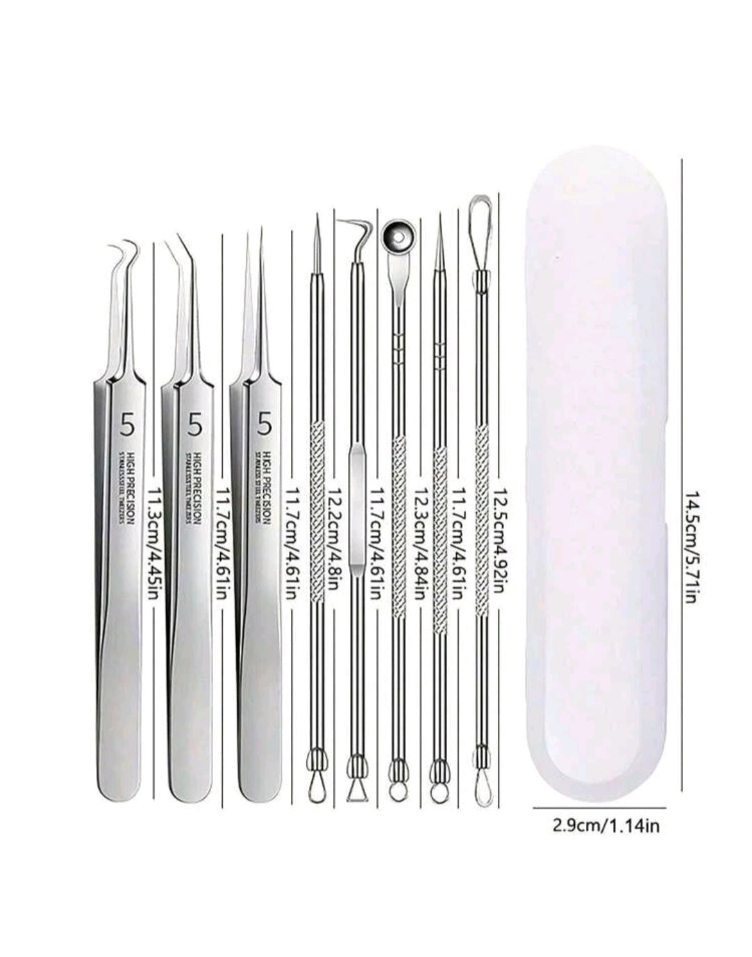 8pcs New Beauty Tool Kit, Stainless Steel Skin Blackhead Acne Pimple Comedone Extractor Tools