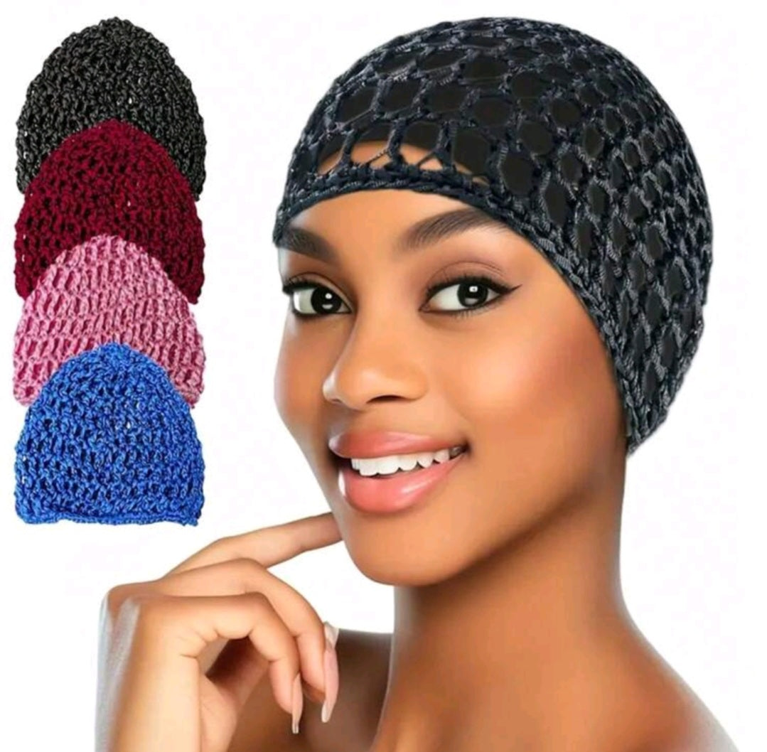 Black Mesh Crochet Hair Care Cap Minimalist Sleeping Cap For Daily Use