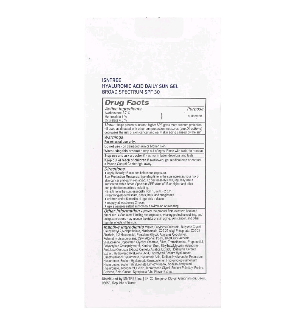 Isntree
Hyaluronic Acid Daily Sun Gel SPF30 PA+++
