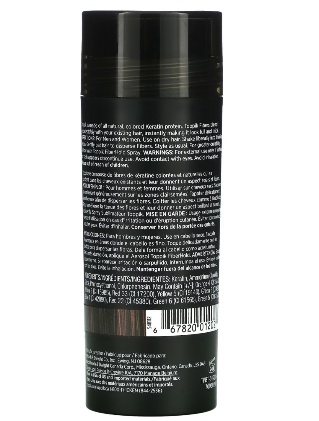 Toppik,
Hair Building Fibers, Dark Brown, 0.97 oz (27.5 g)