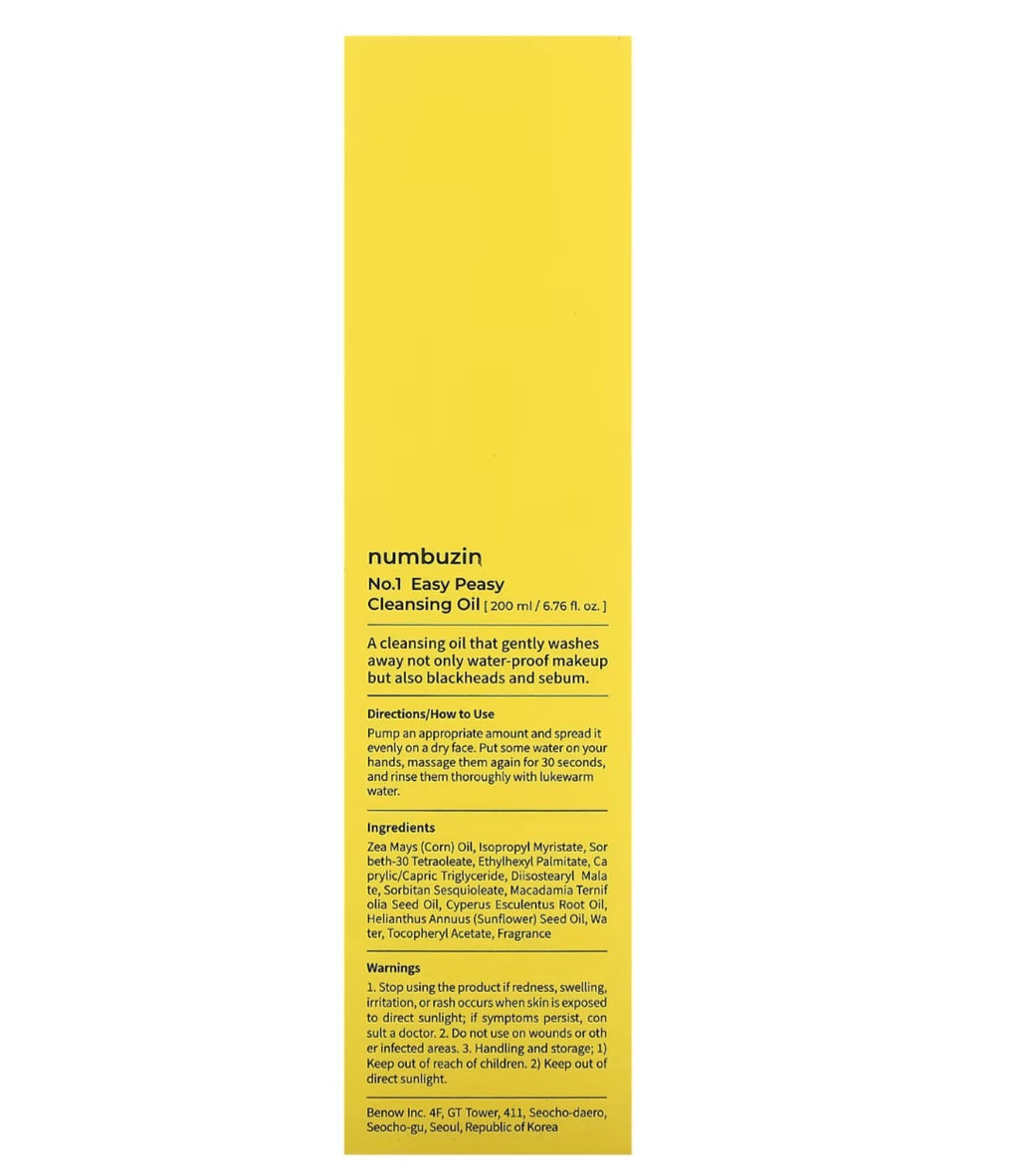 Numbuzin

Easy Peasy Cleansing Oil, 6.76 fl oz (200 ml)