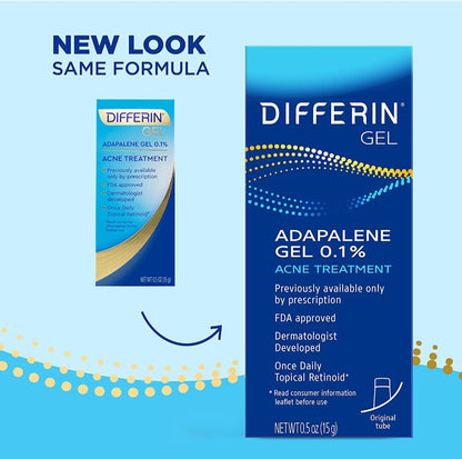 Differin, Adapalene Gel 0.1%, Acne Treatment, Fragrance Free