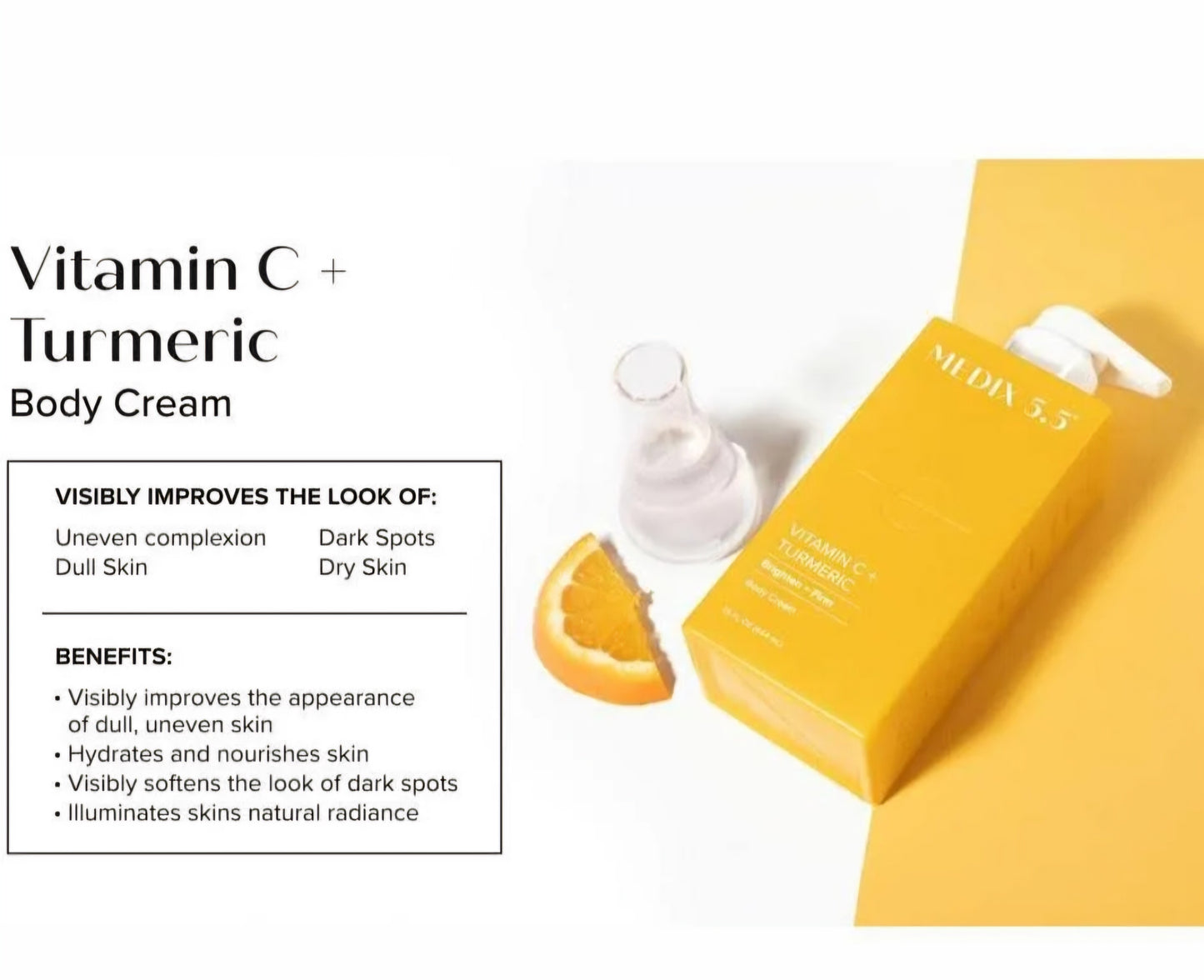 Medix 5.5 Body Treatment Cream, Vitamin C + Turmeric 15 fl oz ( 444ml)