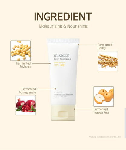 mixsoon - Bean Sunscreen, SPF50, 1.69 fl oz (50ml)