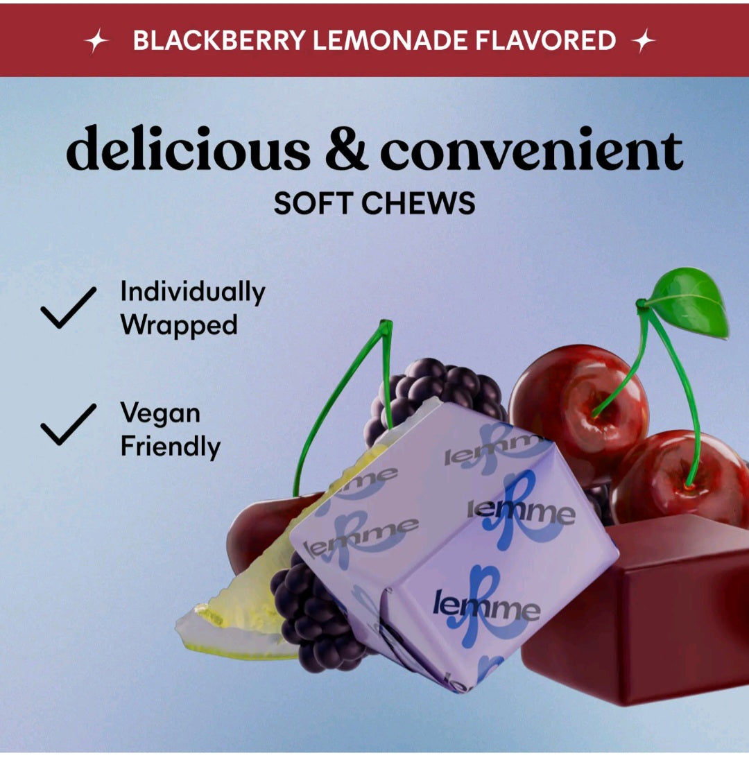 Lemme Relax Magnesium Soft Chews, Blackberry Lemonade, 30 individually Wrapped Chews