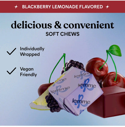 Lemme Relax Magnesium Soft Chews, Blackberry Lemonade, 30 individually Wrapped Chews