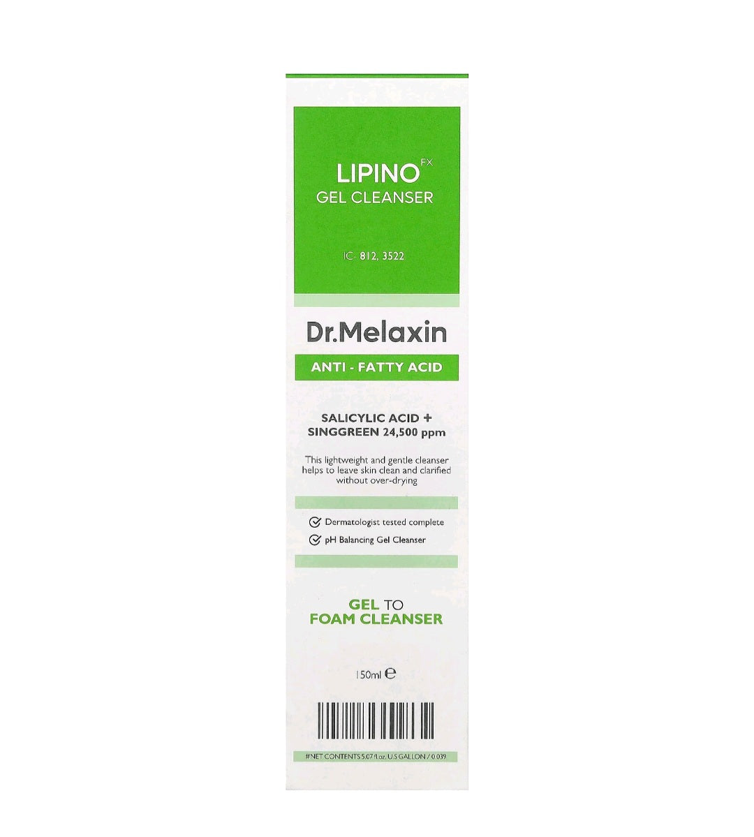 Dr. Melaxin Lipino Gel Cleanser, For oily and Sensitive skin, 5.07 fl oz ( 150ml)
