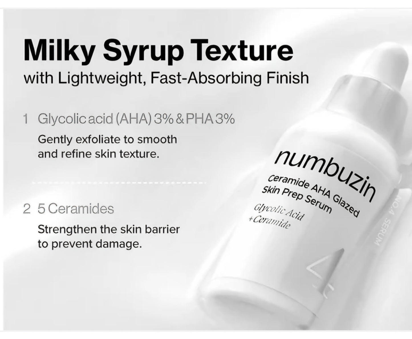 Numbuzin No.4 Ceramide AHA Glazed Skin Prep Serum 30ml