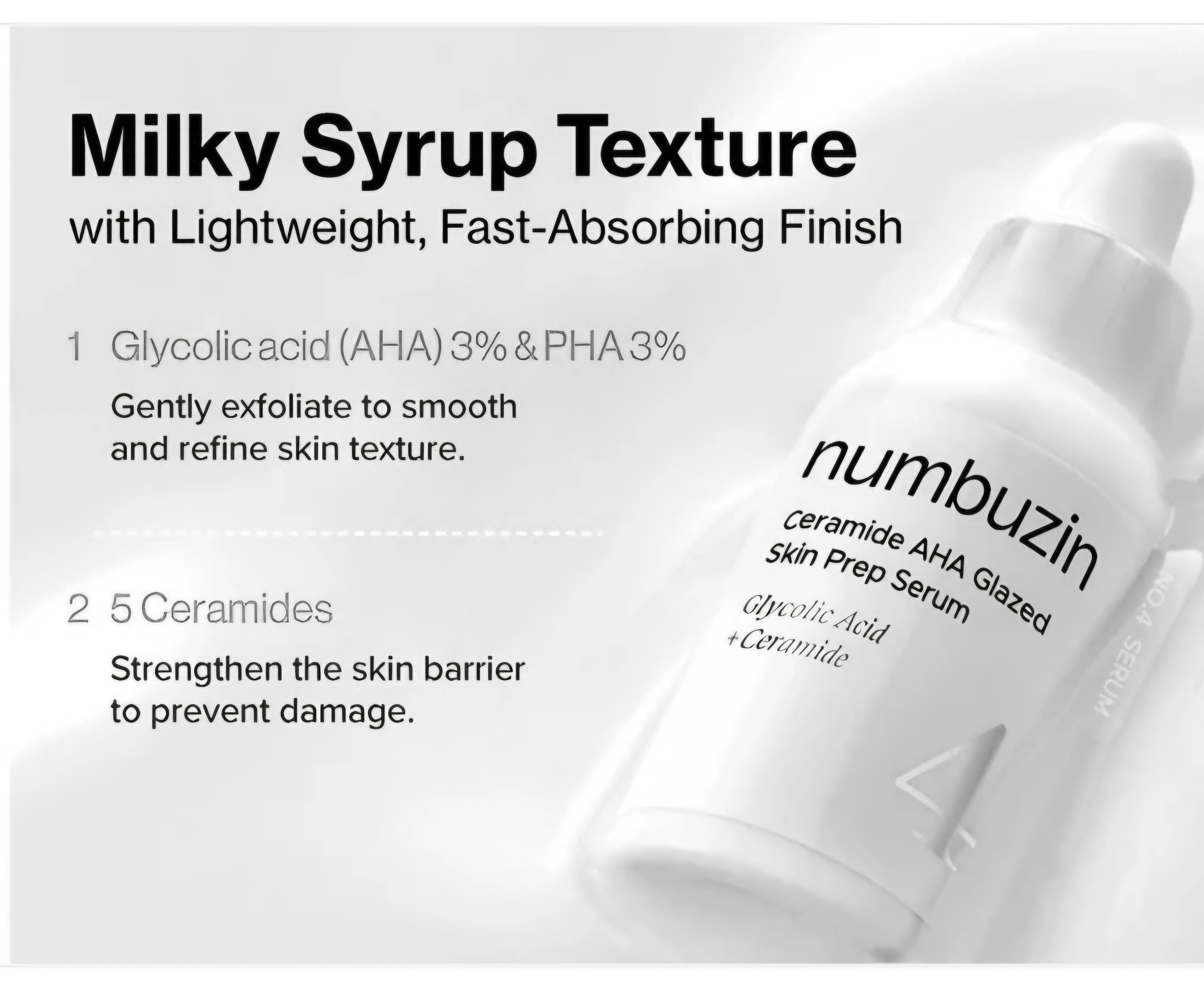 Numbuzin No.4 Ceramide AHA Glazed Skin Prep Serum 30ml