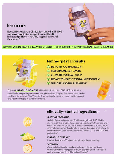 Lemme Purr Vaginal Probiotic Gummies – 60 Count | Feminine Health & pH Balance Support